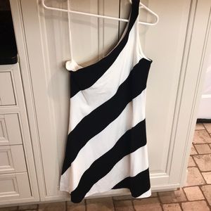Stripe one-shoulder dress